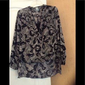 Preowned Black/White  printed women top M(2/$20)
